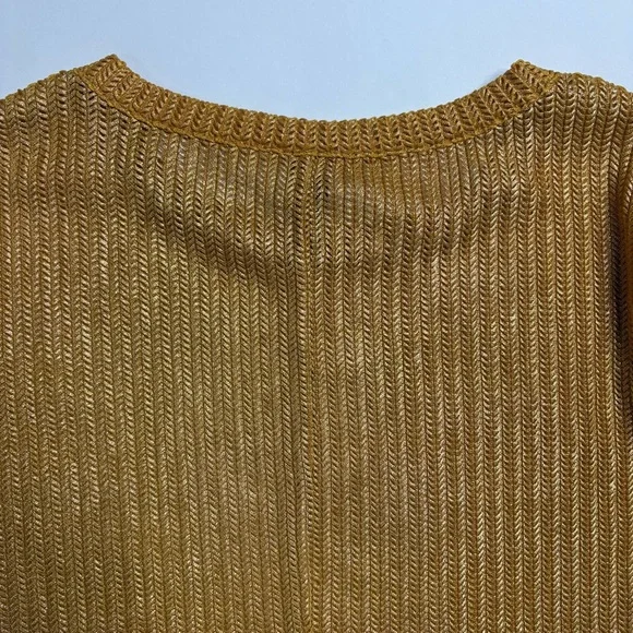Zara Gold Ribbed Long Sleeve Top - Picture 4 of 4